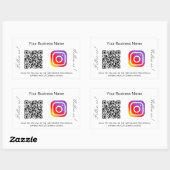 白黒事業名qrコードインスタグラム 長方形シール (シート)