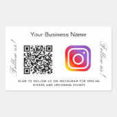 白黒事業名qrコードインスタグラム 長方形シール (正面)