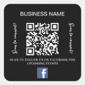 白黒事業名qrコードFacebook スクエアシール (正面)