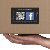 白黒事業名qrコードFacebook 長方形シール