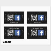 白黒事業名qrコードFacebook 長方形シール (シート)