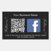 白黒事業名qrコードFacebook 長方形シール (正面)