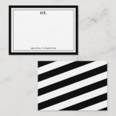 白黒二重縁どモノグラモダンムストライプの ノートカード (正面/裏面)