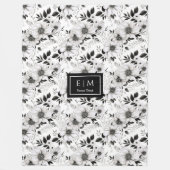 白黒人気がある植物毛布の贈り物 フリースブランケット (正面)