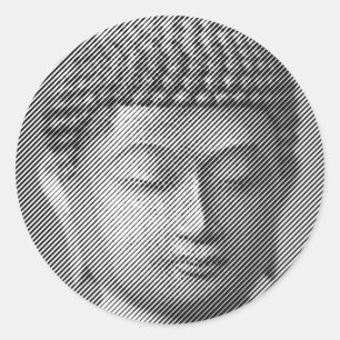 白黒仏顔像 ラウンドシール