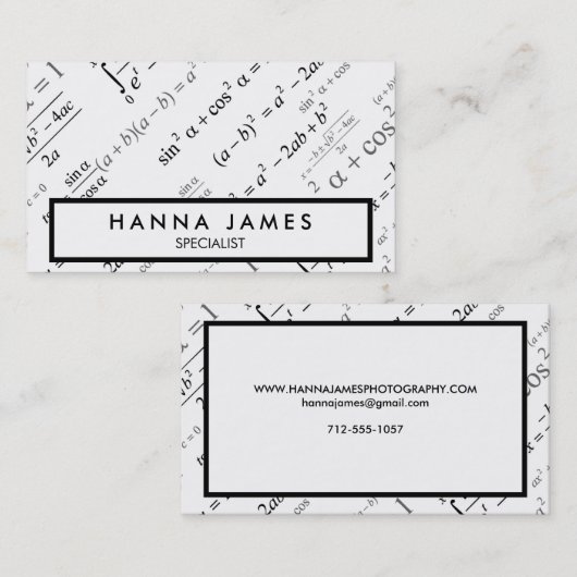 白黒代数数学カスタム文字 名刺 (正面/裏面)