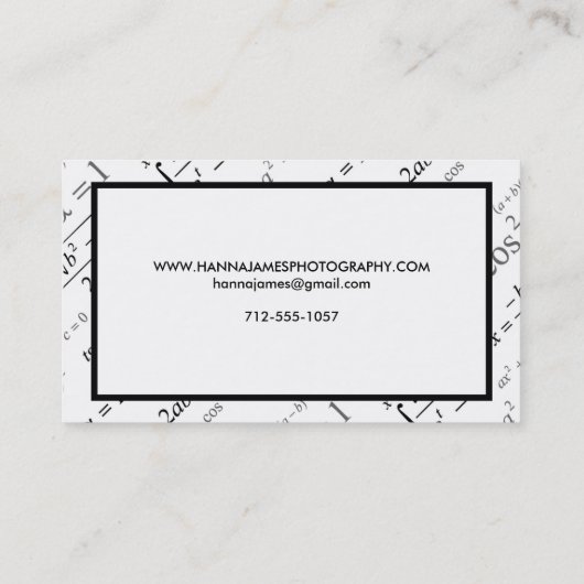 白黒代数数学カスタム文字 名刺 (裏面)