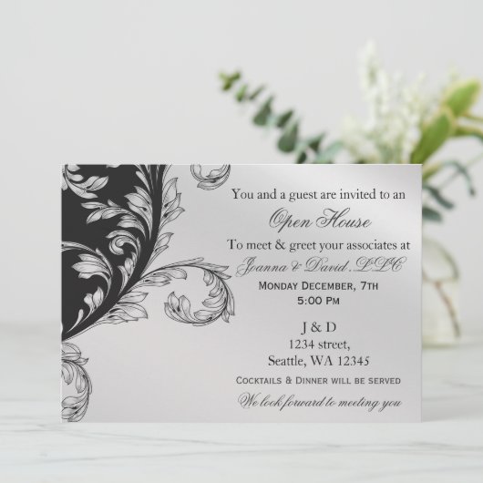 白黒企業のパーティの招待状 招待状 (スタンド正面)