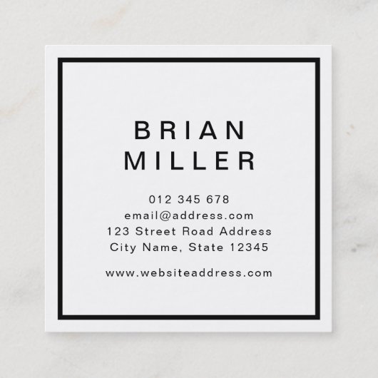 白黒企業のプロフェッショナル スクエア名刺 (裏面)