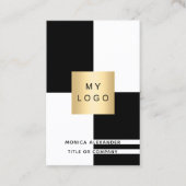 白黒企業のロゴQRコードプロフェッショナル 名刺 (正面)