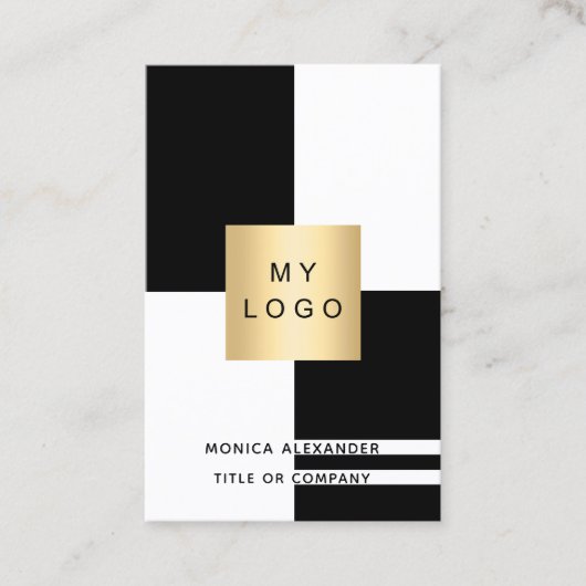 白黒企業のロゴQRコードプロフェッショナル 名刺 (正面)