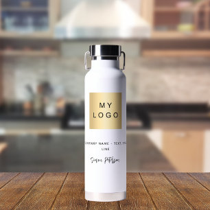 白黒企業ロゴの署名名 ウォーターボトル