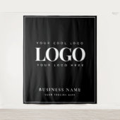 白黒会社のロゴフレームの背景 タペストリー (正面)