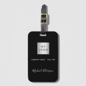 白黒会社のロゴ名 ラゲッジタグ (正面縦)