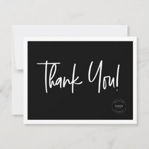 白黒会社ロゴのソーシャルアイコンのシンプル サンキューカード