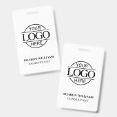 白黒会社ロゴ付きカスタム従業員ID バッジ (Front & Back)