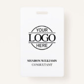 白黒会社ロゴ付きカスタム従業員ID バッジ (裏面)