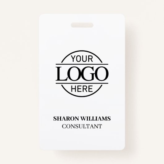 白黒会社ロゴ付きカスタム従業員ID バッジ (裏面)
