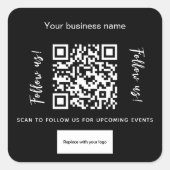 白黒会社名qrコードロゴ スクエアシール (正面)