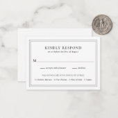 白黒伝統的のミニRSVP結婚カード ノートカード (正面/裏面インサイチュ)