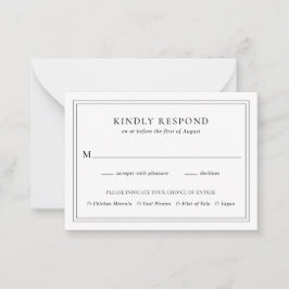 白黒伝統的のミニRSVP結婚カード ノートカード