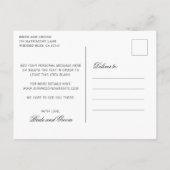 白黒伝統的の結婚式の日付を保存 案内ポストカード (裏面)