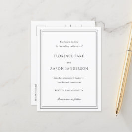 白黒伝統的の結婚式の日付を保存 案内ポストカード