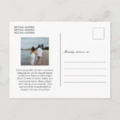 白黒伝統的の結婚式の日付を保存 案内ポストカード (裏面)