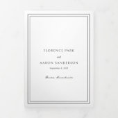 白黒伝統的のQRコード結婚 三つ折り招待状 (カバー)