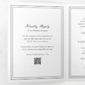 白黒伝統的のQRコード結婚 三つ折り招待状 (内部最初)