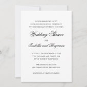 白黒伝統的エレガントなウェディングシャワー 招待状 (正面)