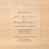 白黒伝統的エレガントな結婚式 アクリル招待状 (正面)