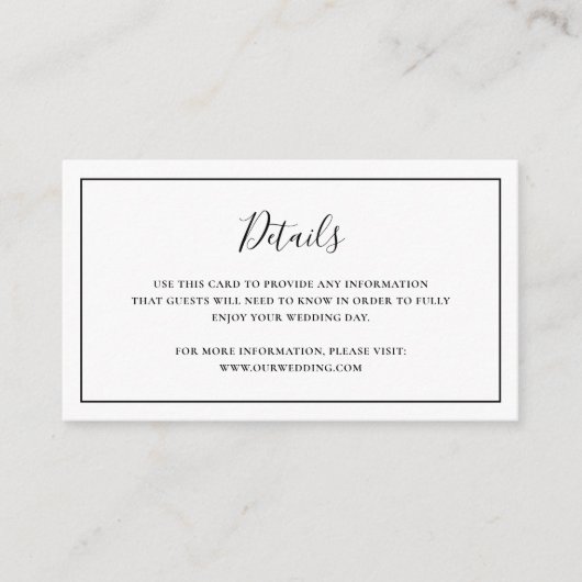 白黒伝統的エレガントな結婚式 エンクロージャーカード (正面)