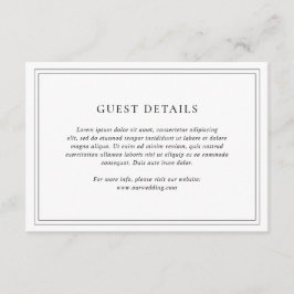 白黒伝統的エレガントな結婚式 エンクロージャーカード