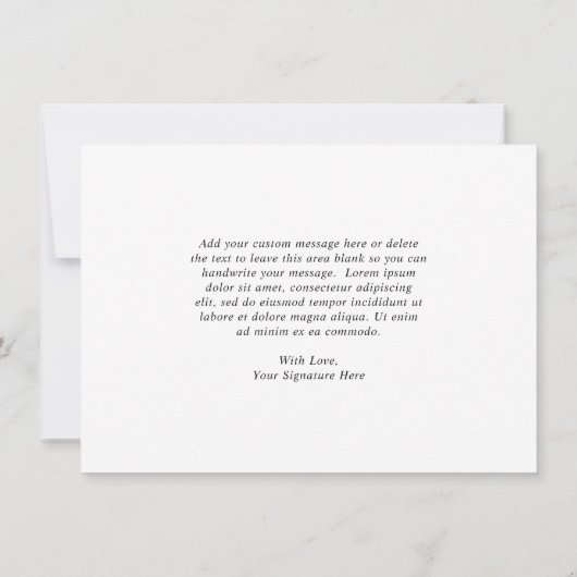 白黒伝統的エレガントな結婚式 サンキューカード (裏面)