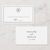 白黒伝統的エレガントな結婚式 プレイスカード (正面/裏面)