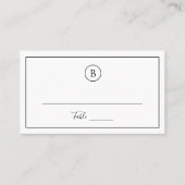 白黒伝統的エレガントな結婚式 プレイスカード (正面)