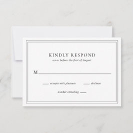 白黒伝統的エレガントな結婚式 出欠カード