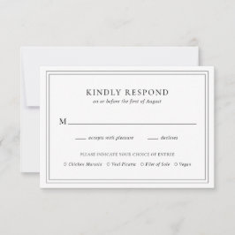 白黒伝統的エレガントな結婚式 出欠カード