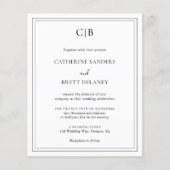 白黒伝統的予算の結婚式の招待 (正面)