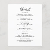 白黒伝統的予算の結婚式の招待 チラシ (裏面)