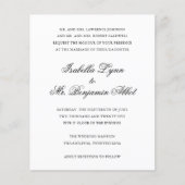 白黒伝統的予算の結婚式の招待 チラシ (正面)