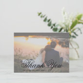 白黒伝統的写真エレガントな結婚式 サンキューカード (スタンド正面)