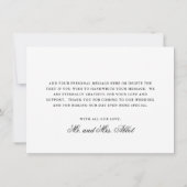 白黒伝統的写真エレガントな結婚式 サンキューカード (裏面)