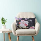 白黒伝統的日本のフローラ花 ランバークッション (椅子)