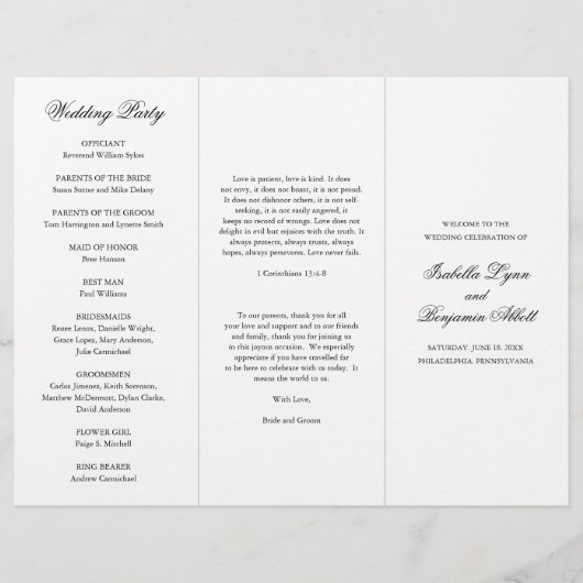 白黒伝統的結婚式 プログラム (正面)