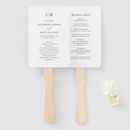 白黒伝統的結婚式 プログラム ハンドファン (正面&裏面)