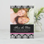 白黒保存日付の結婚式のテンプレート セーブザデート (スタンド正面)