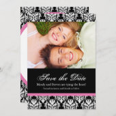 白黒保存日付の結婚式のテンプレート セーブザデート (正面/裏面)