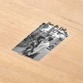 白黒保存日付QR追加ウェブサイト名の写真 アクリル招待状 (レイダウン)